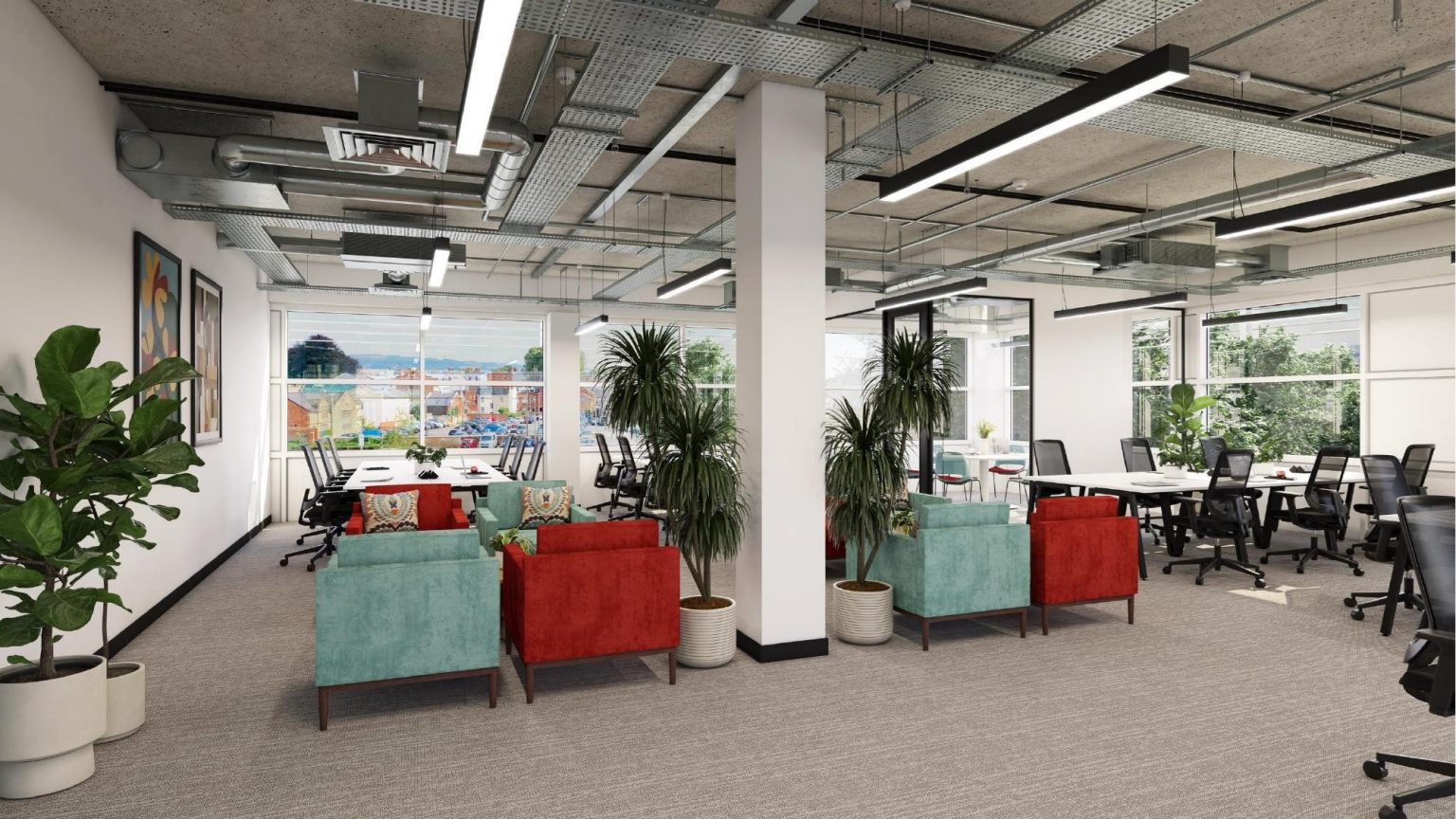 Interior shot of open plan workspace