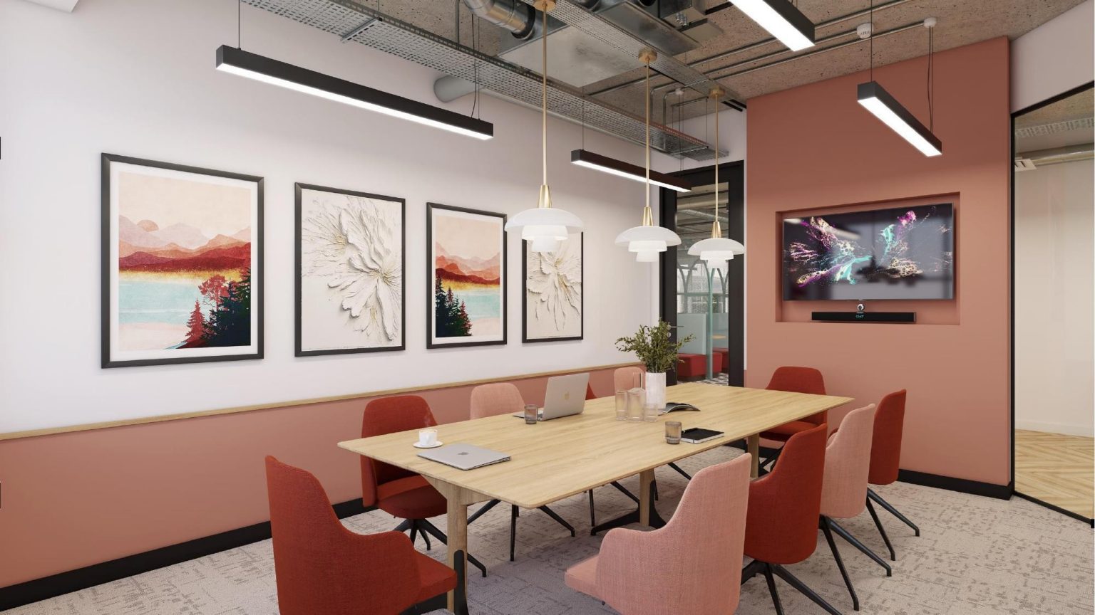 Meeting room with desk and chairs